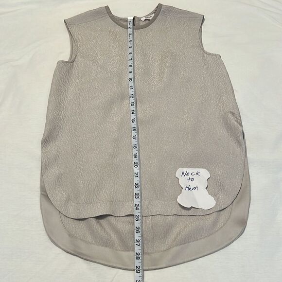 NWOT Helmut Lang sleeveless back zip blouse longer in back side slits satin trim - Picture 7 of 10